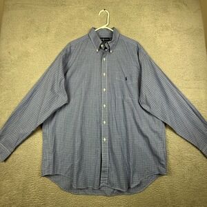 Ralph Lauren Blake Men's XL Blue Plaid Button Down Shirt Long Sleeve 100 Cotton